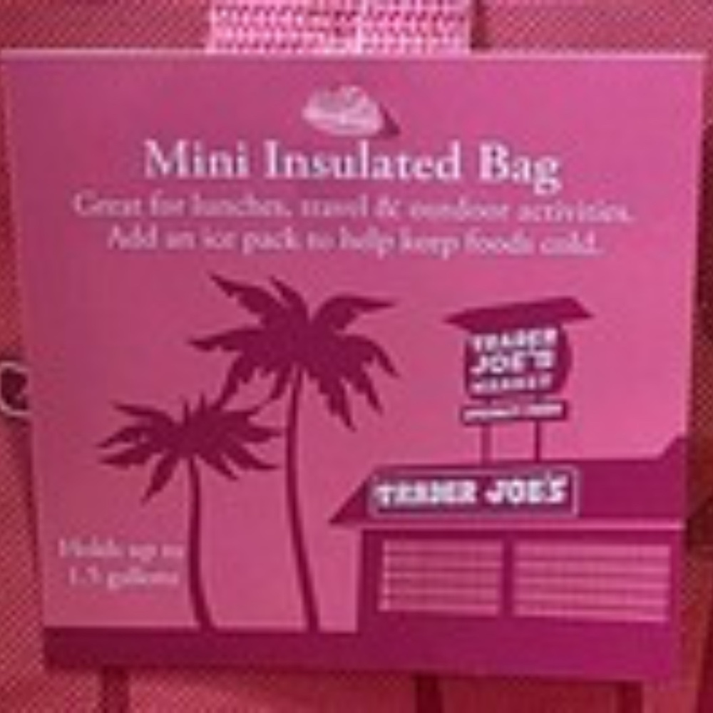 TRADER JOE'S MINI INSULATED PINK TOTE LUNCH COOLER BAG NWT - Picture 2 of 9